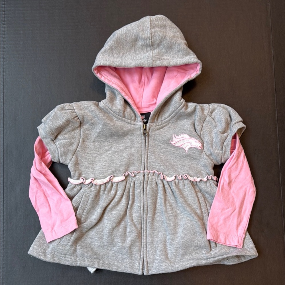 Denver Broncos Kids Gray and Pink Hoodie